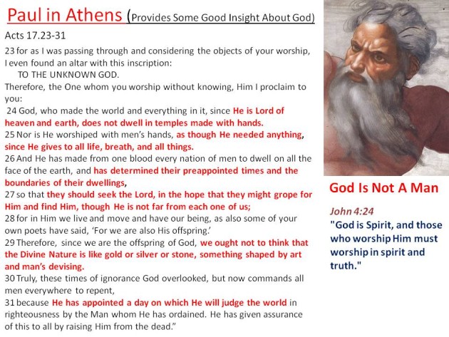 god is not a man -paul speaks to athenians